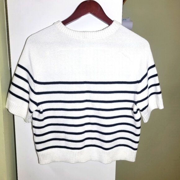 ❤️ 3 for $35 Abercrombie & Fitch Madeline crew Striped Sweater Tee XS oversized - Picture 3 of 7
